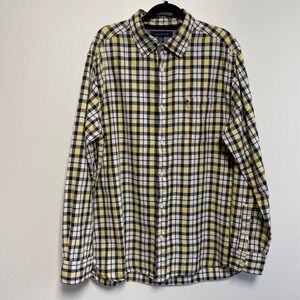 Tommy Hilfiger‎ Men's Long Sleeve Button Down Shirt Plaid Yellow Navy L